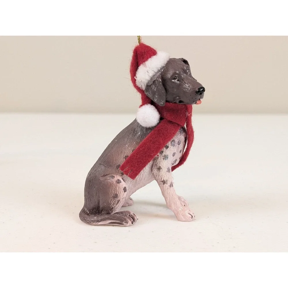 German Shorthaired Pointer Christmas Ornament Resin Dog Santa Hat Christmas Shop